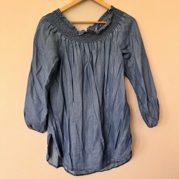 Michael Kors Women Pullover Off The Shoulder Denim Top Size Small - Picture 1 of 7